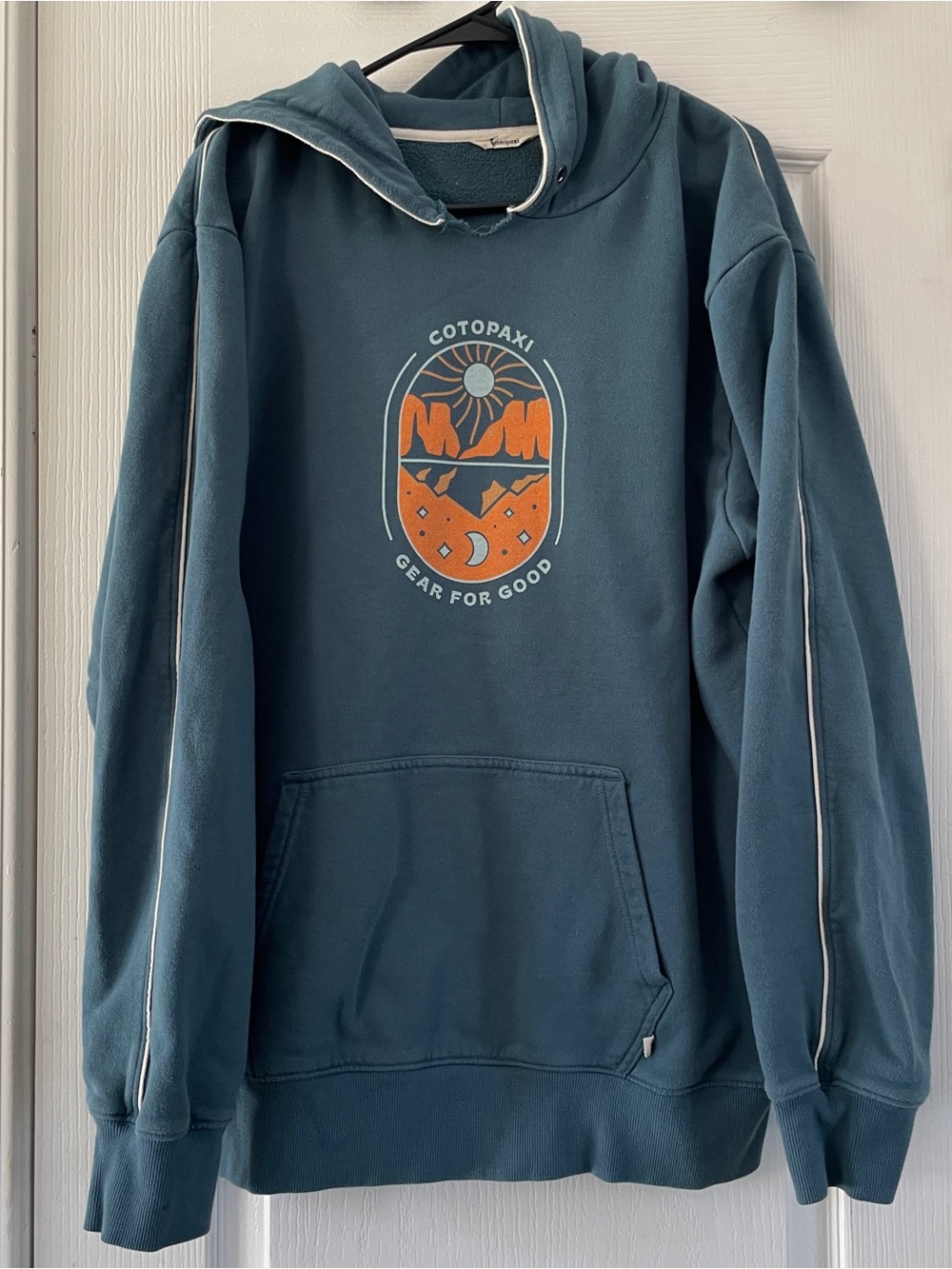 Cotopaxi Teal Graphic Hoodie - Men's XL Pullover Sweatshirt